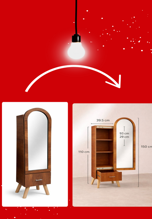 Le miroir coiffeuse 2-en-1  – Gagnez de l’espace, gagnez du style.